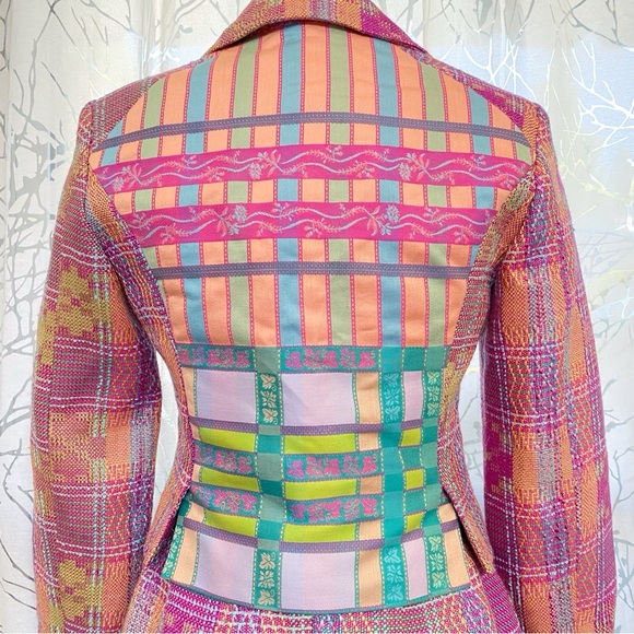 VINTAGE BAZAR CHRISTIAN LACROIX COLORFUL TWEED ZIP UP JACKET HIGH RISE SKIRT SET - Picture 6 of 16